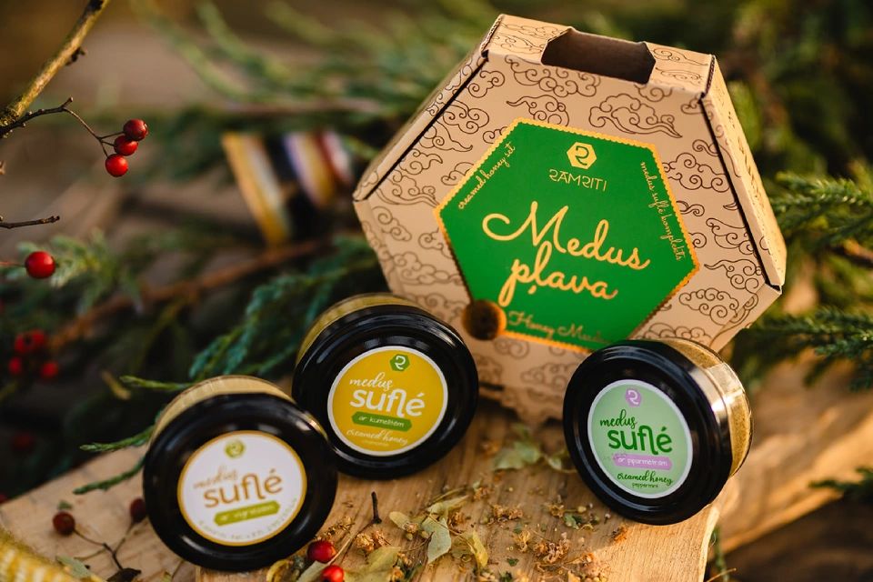 Medus suflē dāvanu komplekts „Medus pļava” (3 × 50 g)
