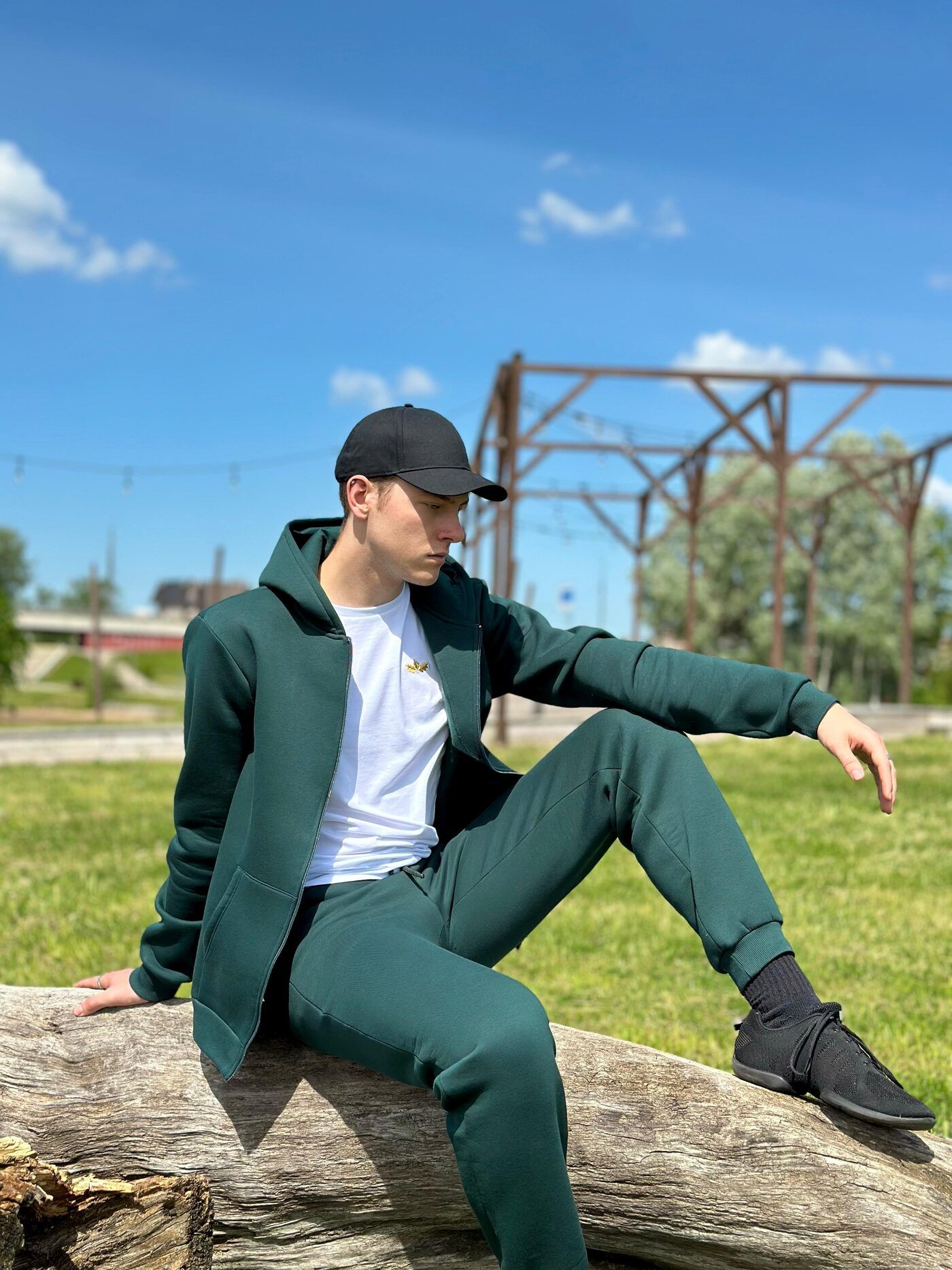 Vīriešu jaka Ozolvīle, XS, M, L, kokvilna, zaļā krāsā — attēls 3