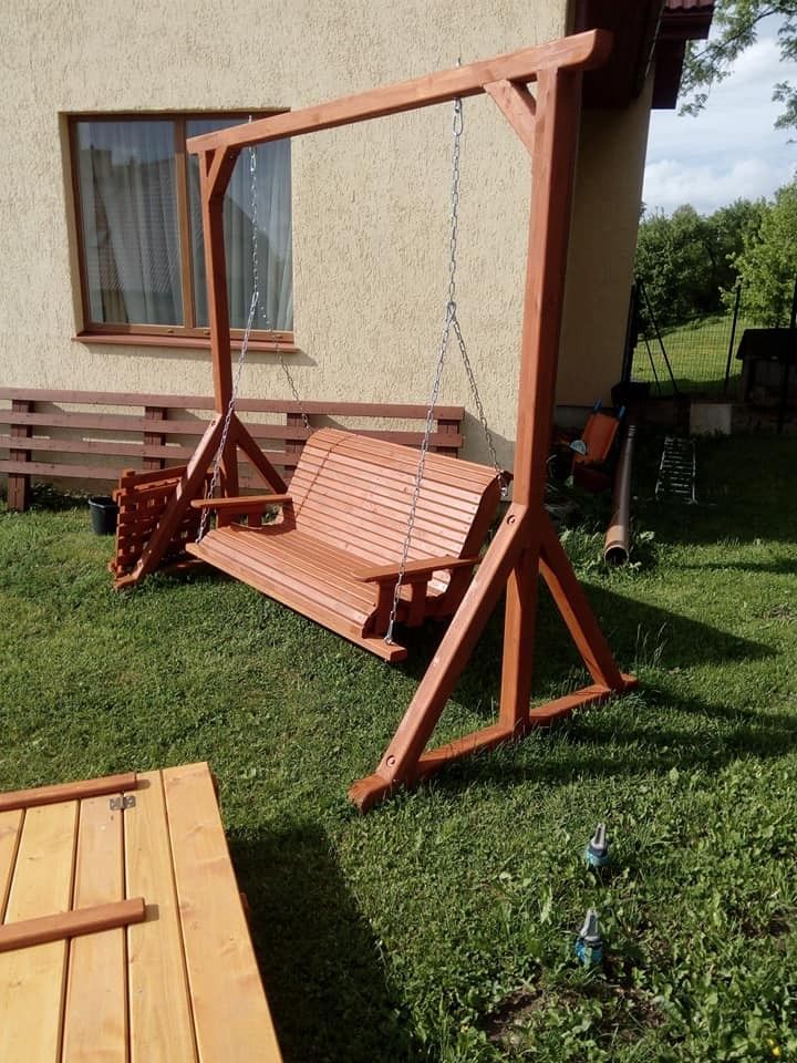 Šūpuļkrēsls Ēvele Mēbele, koks, oranžā krāsā — attēls 2