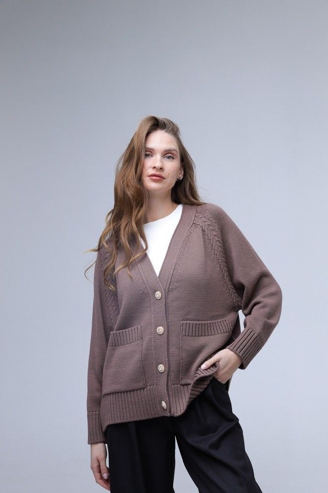 Sieviešu jaka Nair, one size, merino vilna, brūnā krāsā