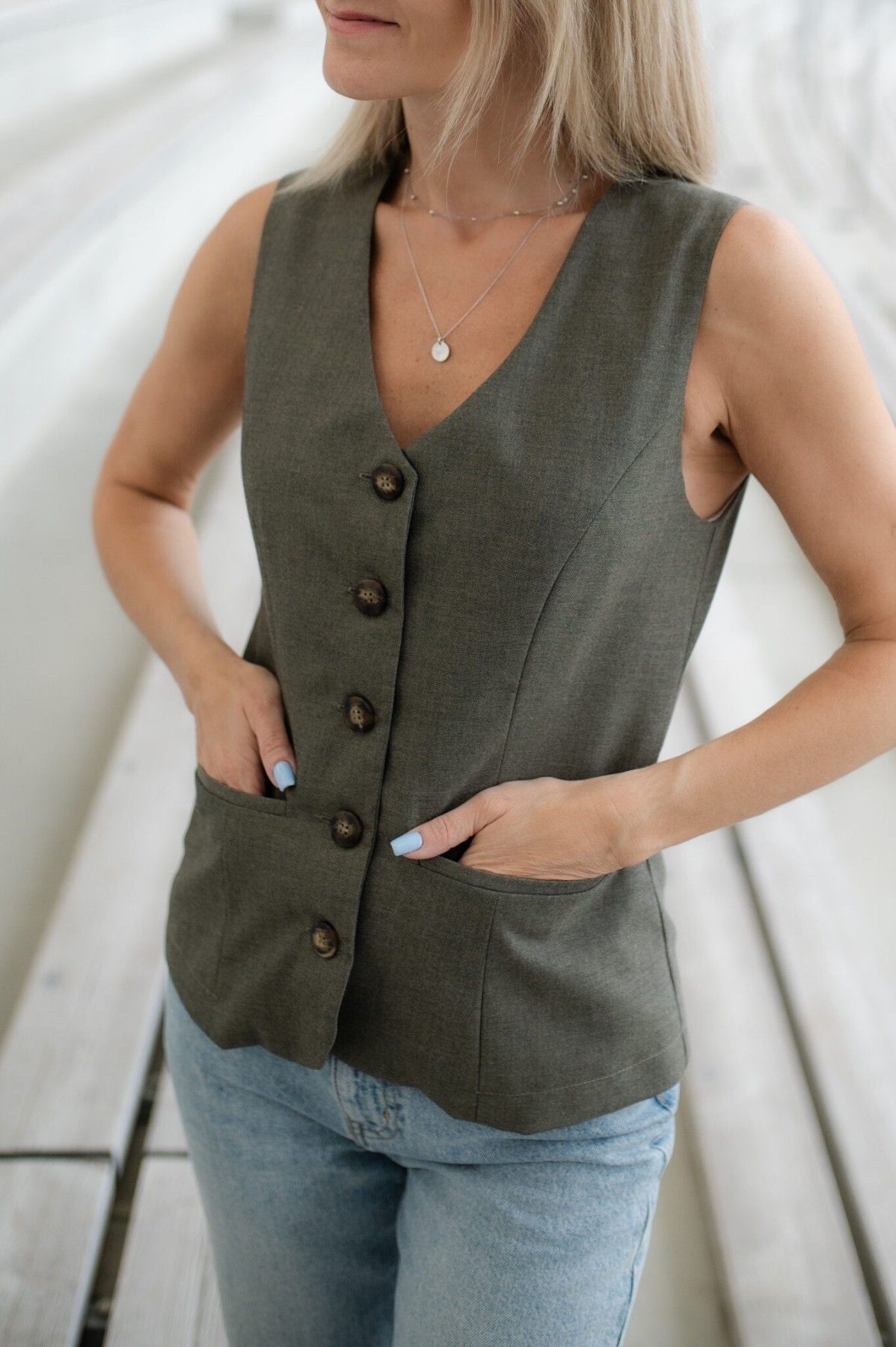 Sieviešu veste TRU:DE, XS, S, L, XL, viskoze, pelēkā krāsā