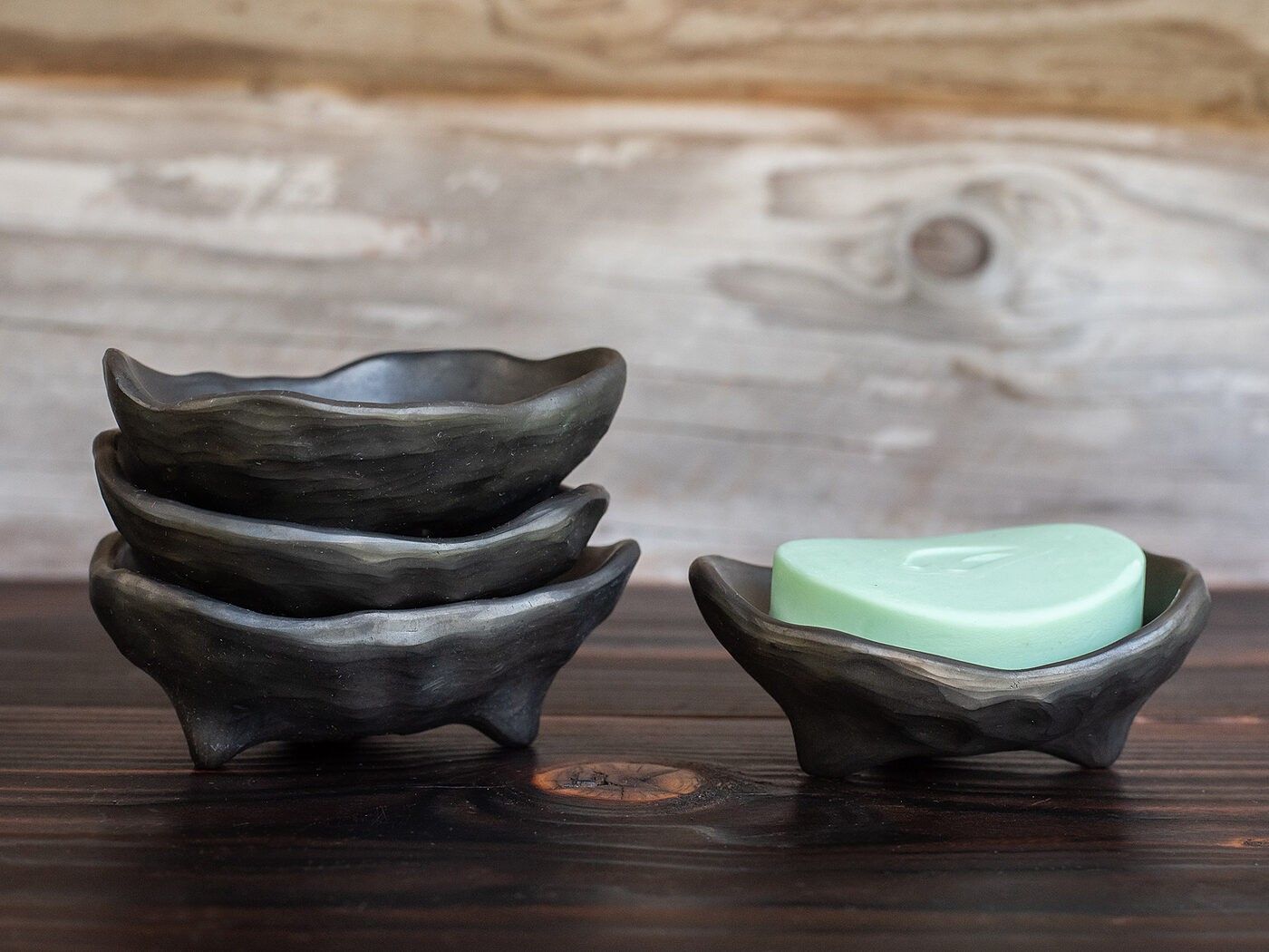 Ziepju trauks Clay & Wood Design, keramika, melnā krāsā — attēls 5
