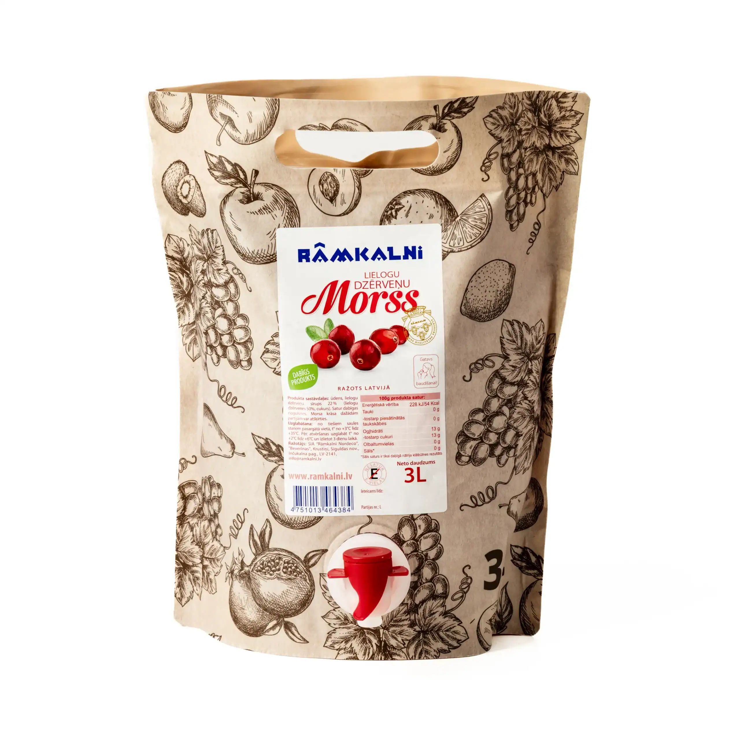 Lielogu dzērveņu morss, 3 l