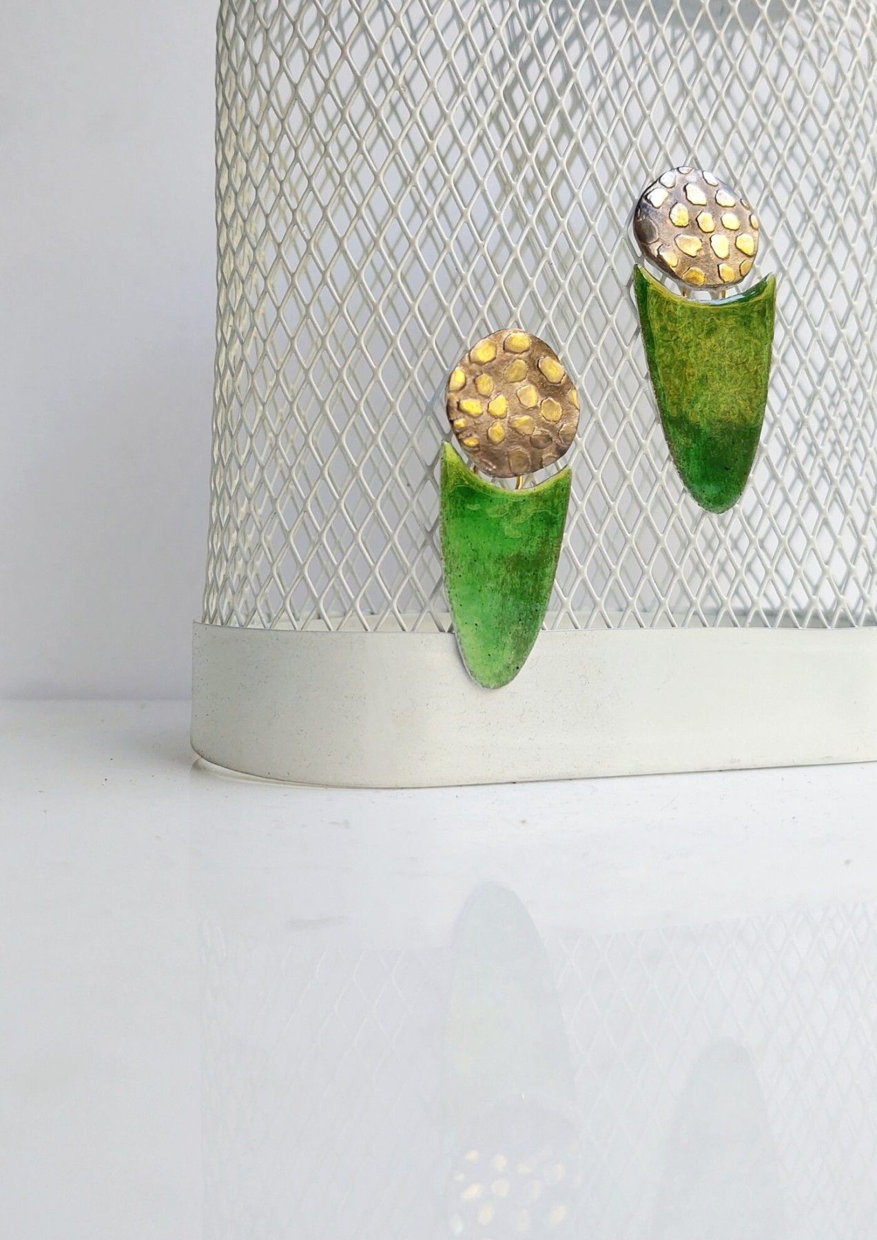 Auskari Asmane Jewellery, sudrabs 925, zaļā, zelta krāsā