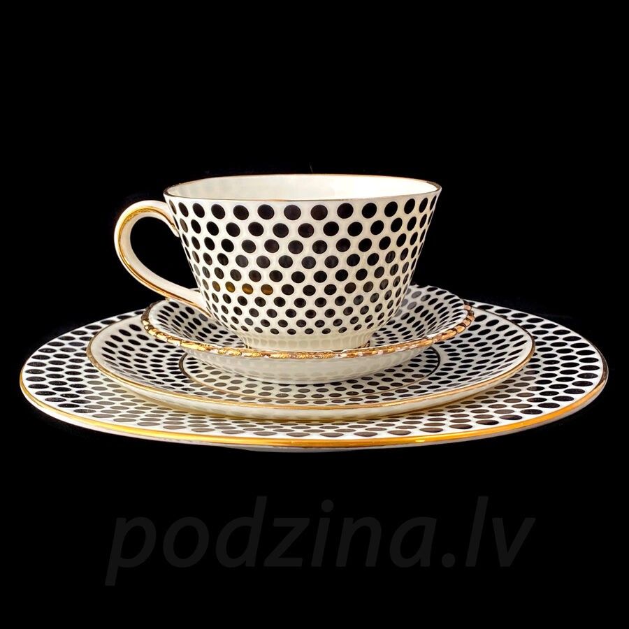 Trauki Podziņas porcelāns, baltā, melnā, zelta krāsā