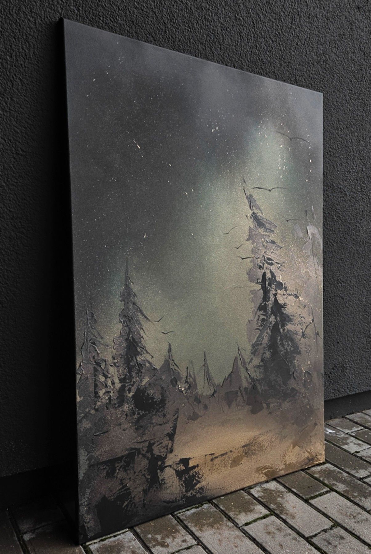 Glezna Artterrace, 70x100, zaļā, melnā krāsā — attēls 2