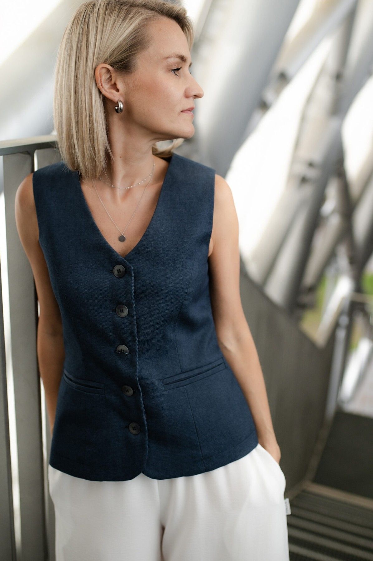 Sieviešu veste TRU:DE, XS, S, M, L, XL, džinss, zilā krāsā — attēls 3