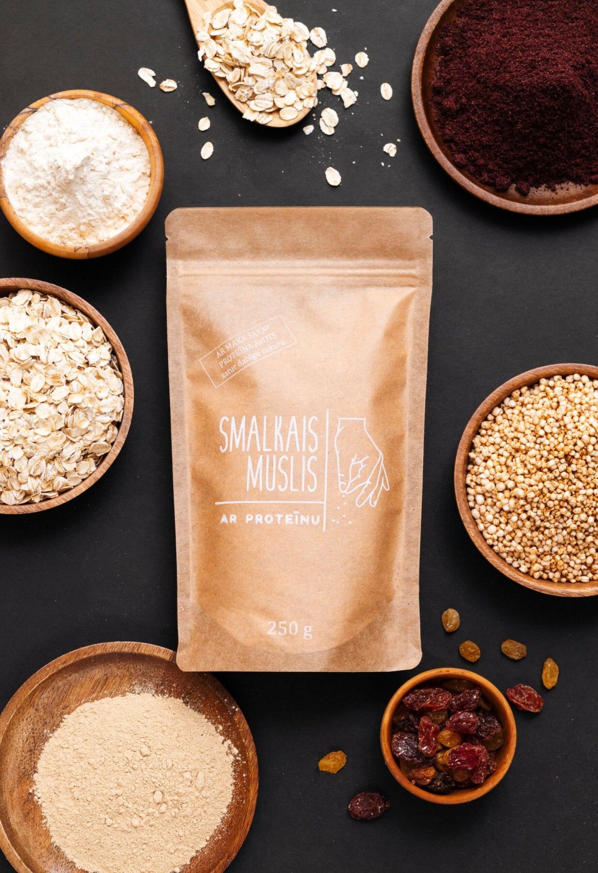 Brokastu pārslas Smalkais Muslis, proteīnu, musli, 250 g