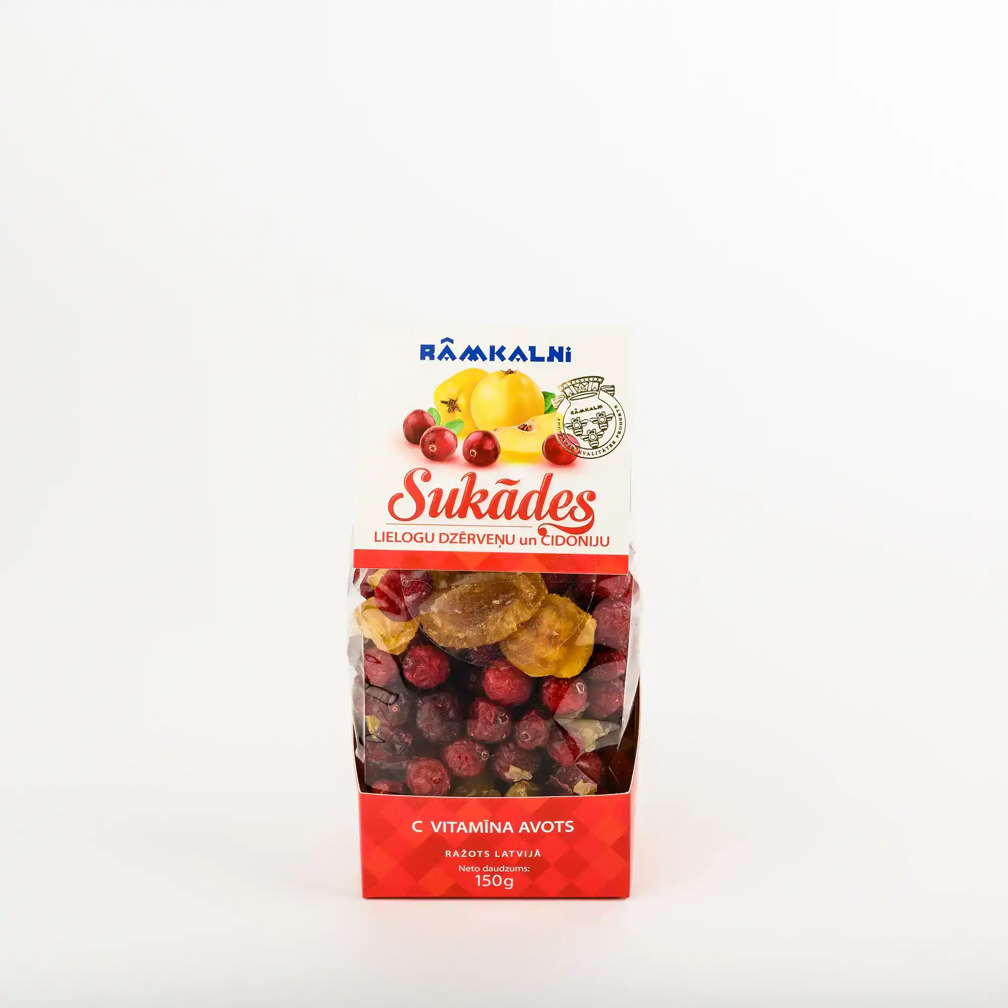 Lielogu dzērveņu un krūmcidoniju sukādes, 150 g