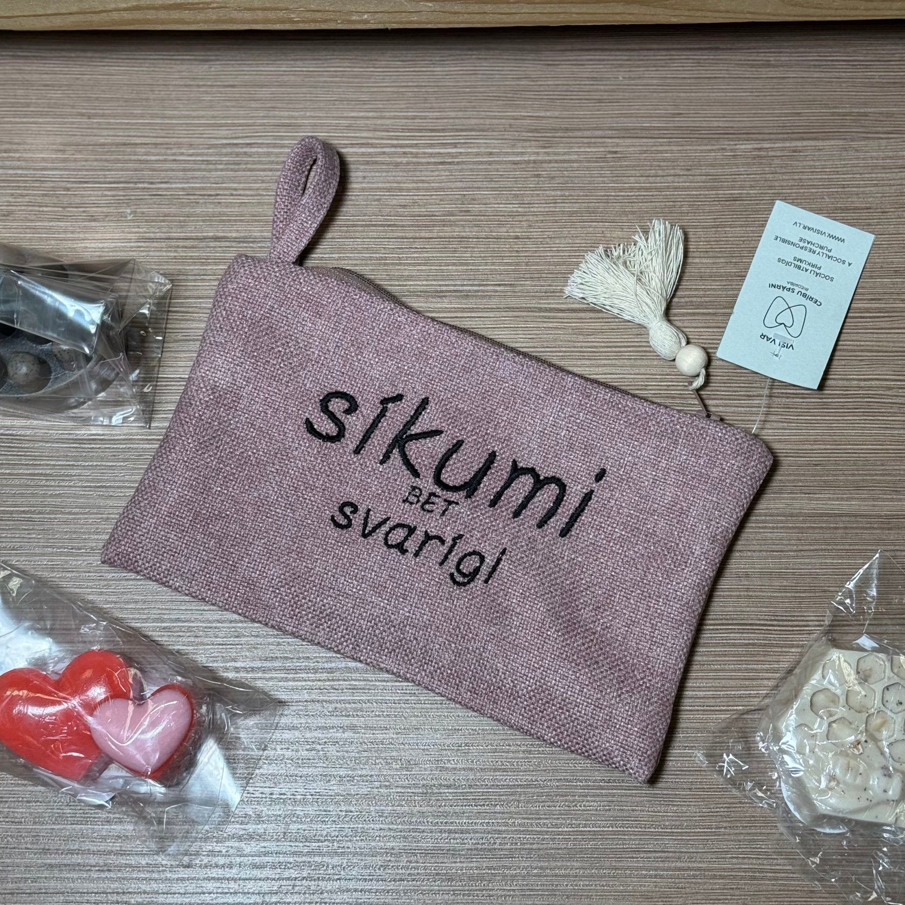 Kosmētikas somiņa Visi Var, tekstils, rozā krāsā