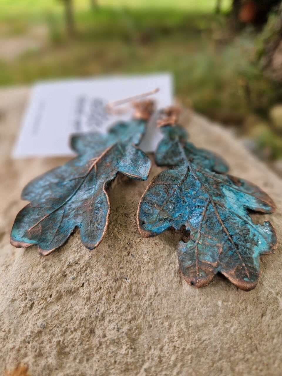 Auskari Odze Art, tirkīzzilā, brūnā krāsā