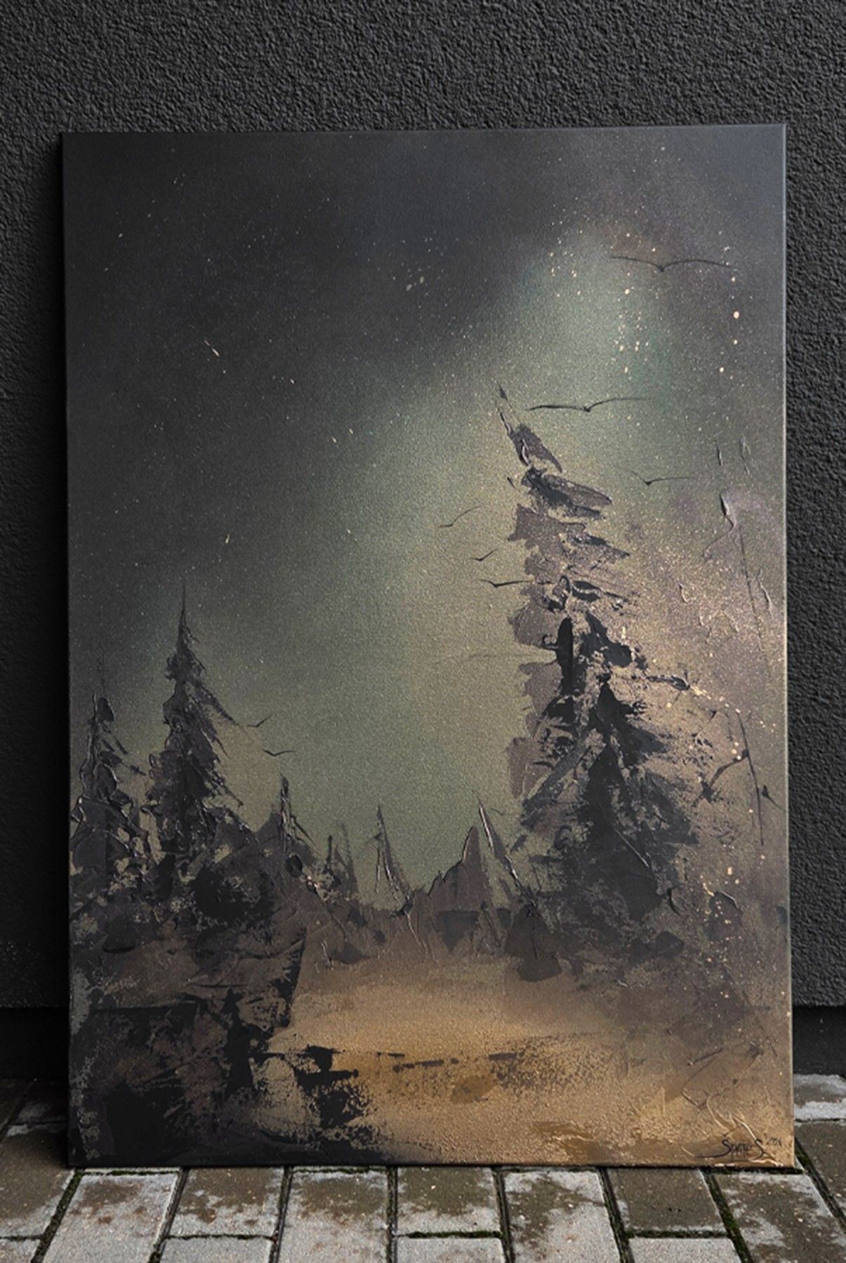 Glezna Artterrace, 70x100, zaļā, melnā krāsā — attēls 3