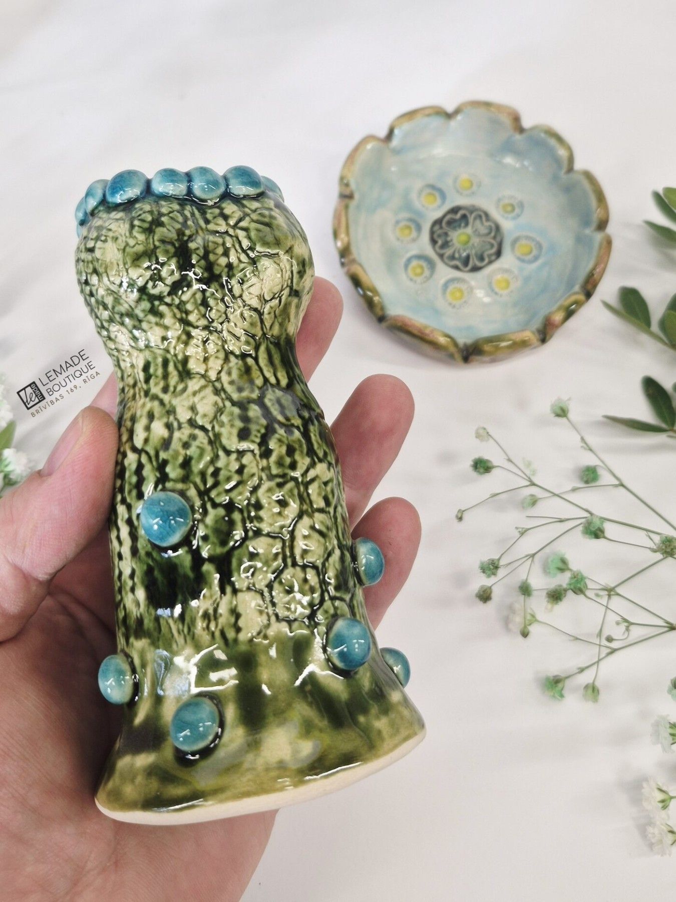 Vāze LeMade, augstums 12,5 cm, keramika, zaļā krāsā — attēls 4