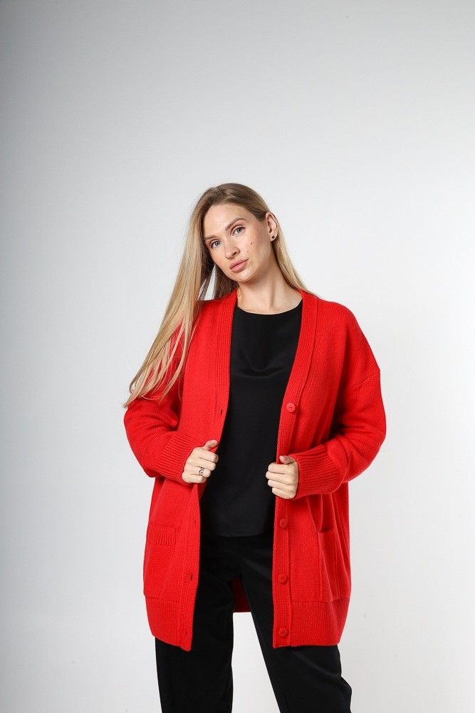 Sieviešu jaka Nair, one size, merino vilna, sarkanā krāsā