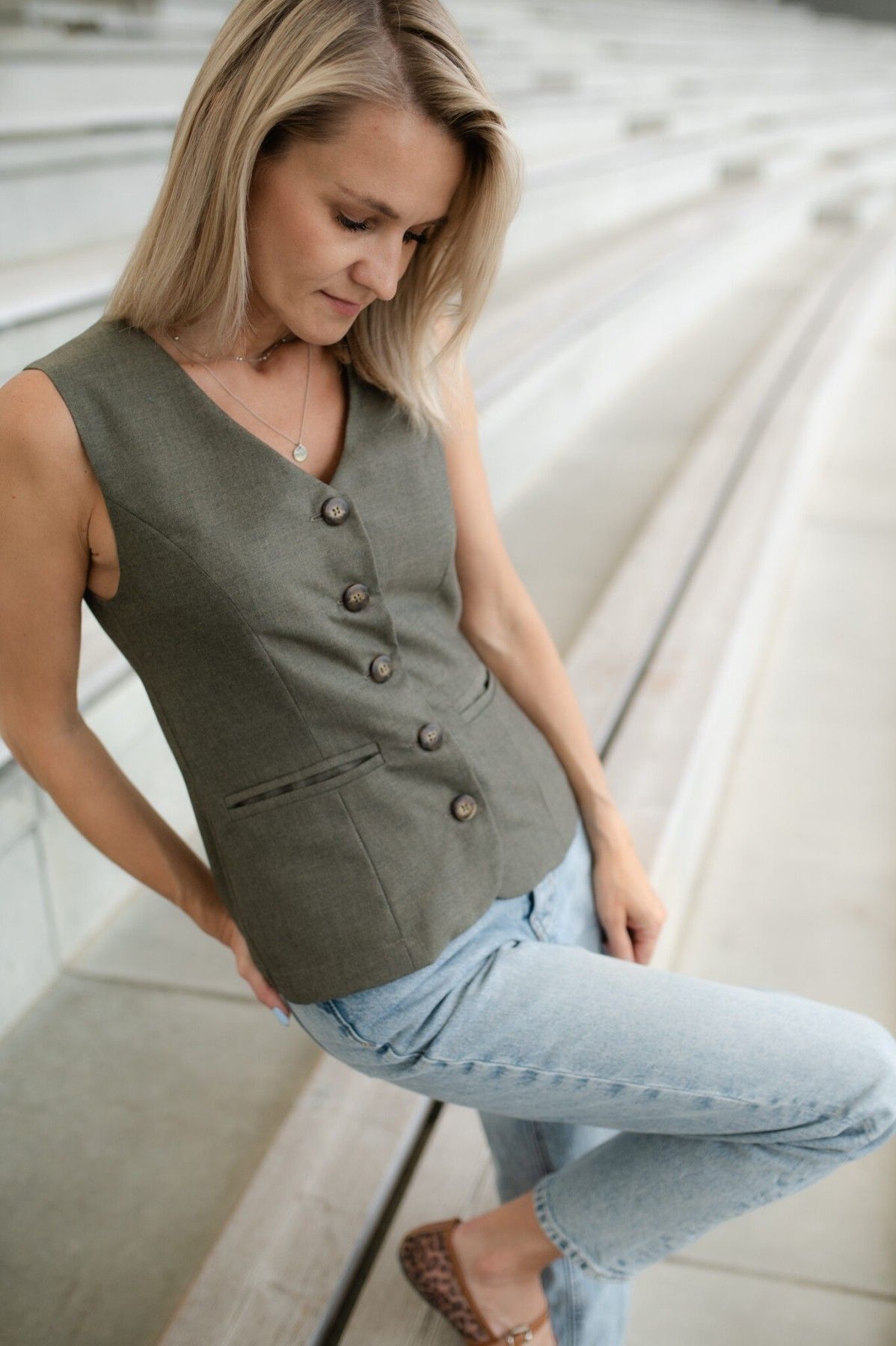Sieviešu veste TRU:DE, XS, S, L, XL, viskoze, pelēkā krāsā — attēls 3
