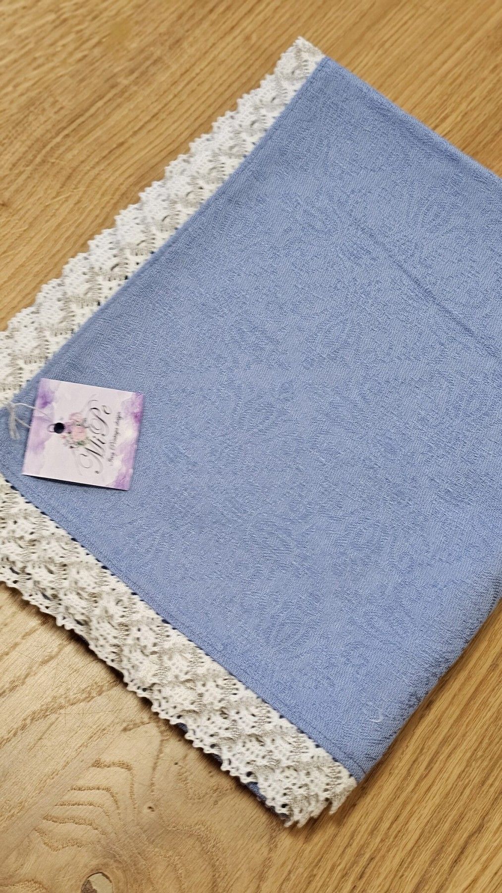 Galdauts MiPe Design, garums 120 cm, lins, gaiši zilā krāsā — attēls 4