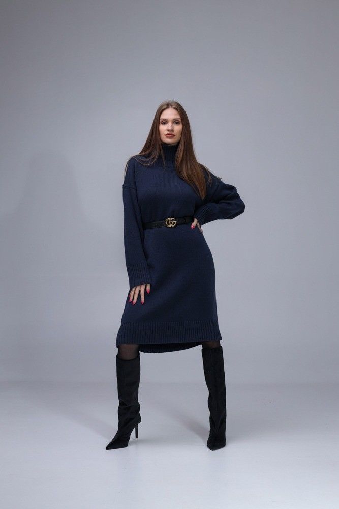 Kleita Nair, one size, līdz ceļiem, kašmirs, zilā krāsā