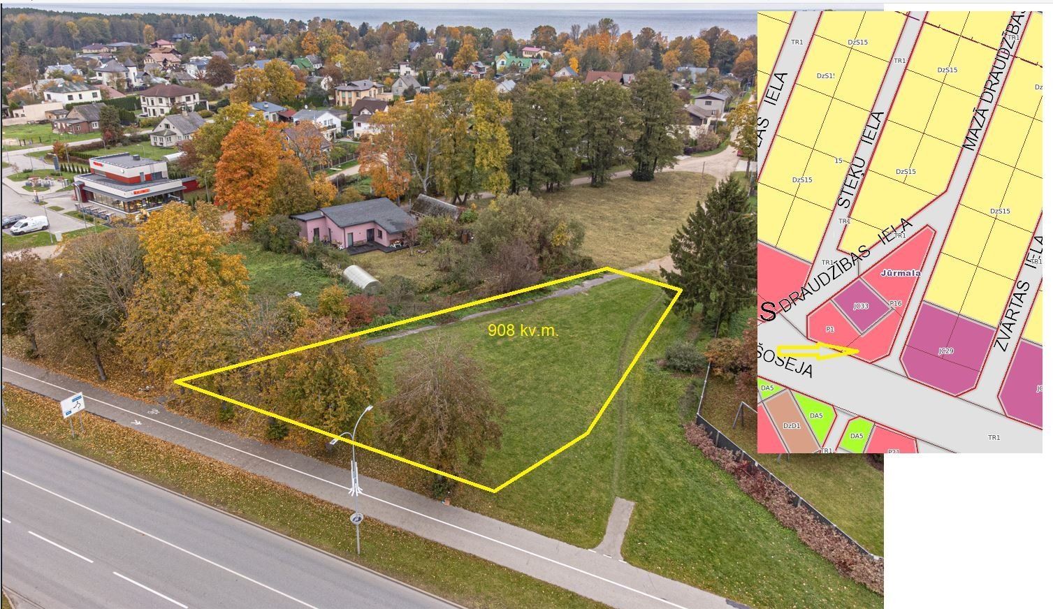 Zemes gabals 908 m², Talsu šoseja, Jūrmala