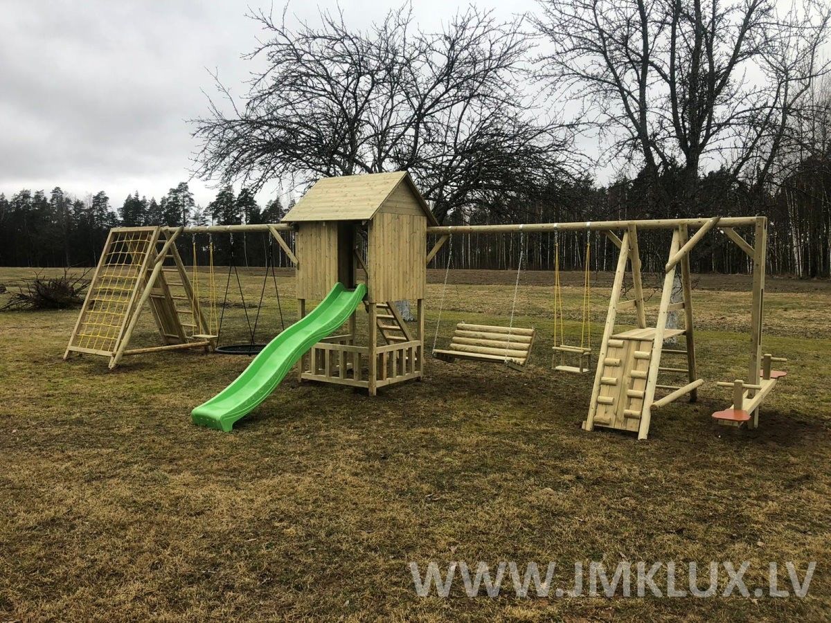 Rotaļu komplekss JMK LUX, platums 4,5 m, garums 10 m, koks
