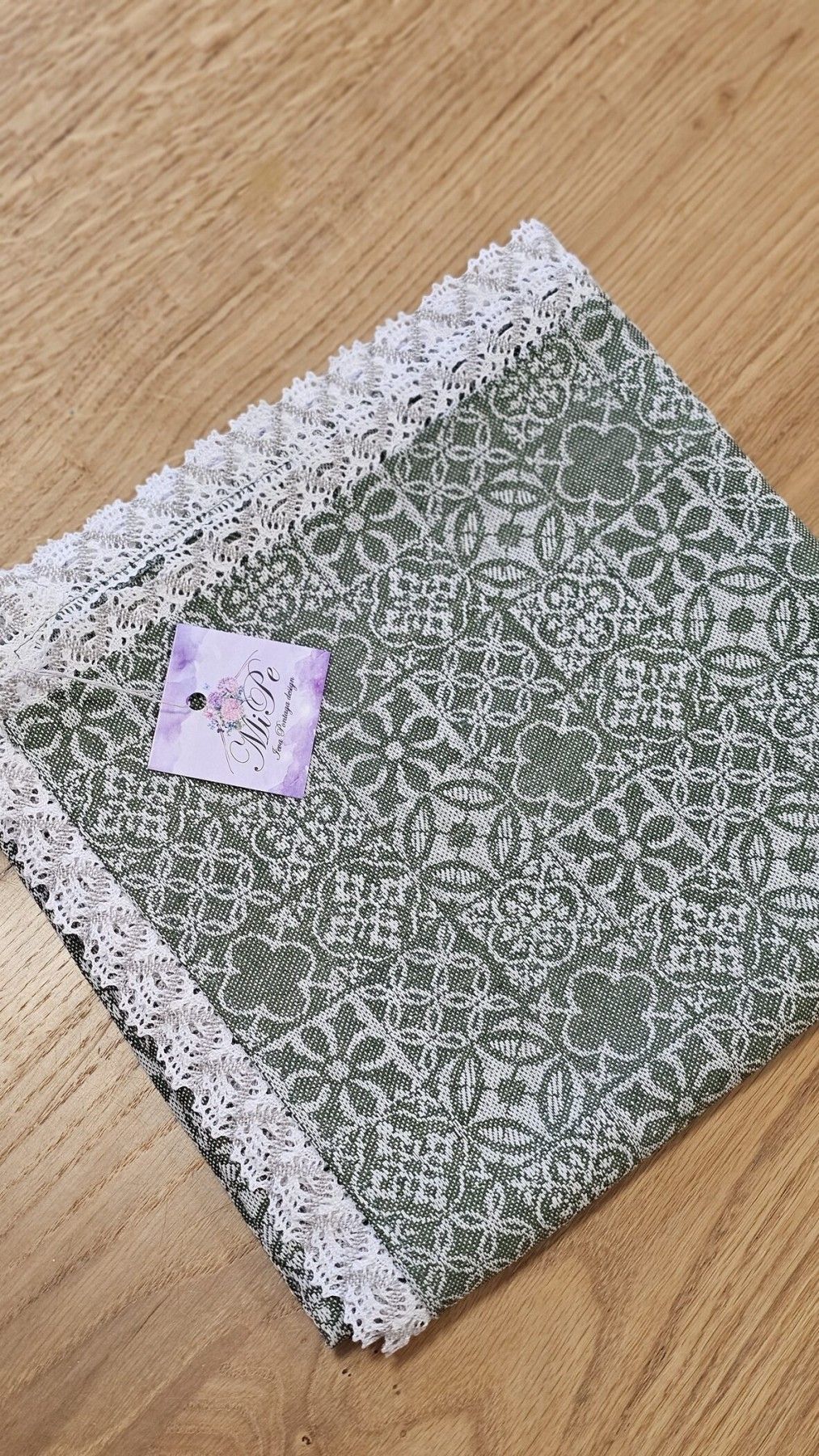 Galdauts MiPe Design, garums 100 cm, lins, zaļā krāsā — attēls 5