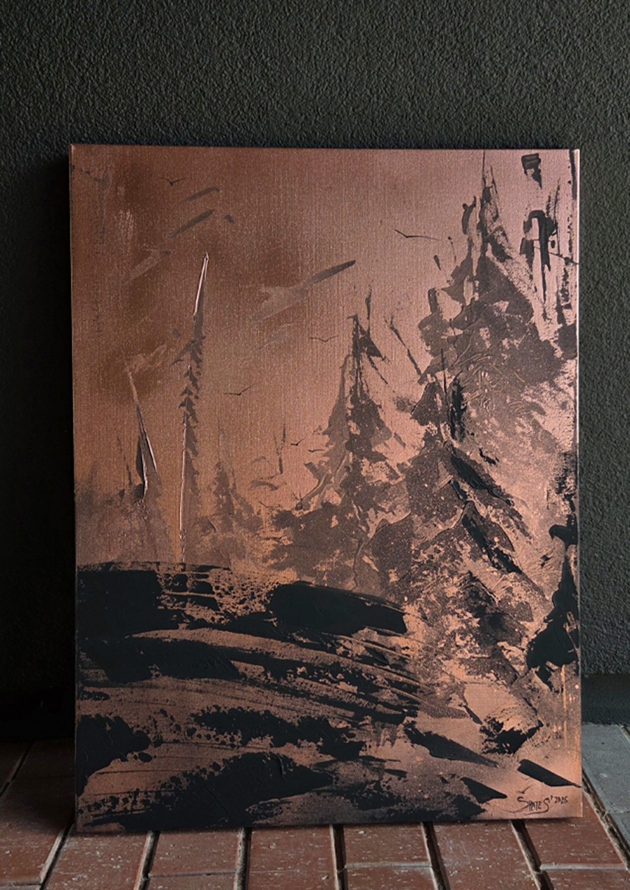 Glezna Artterrace, brūnā, melnā krāsā — attēls 2
