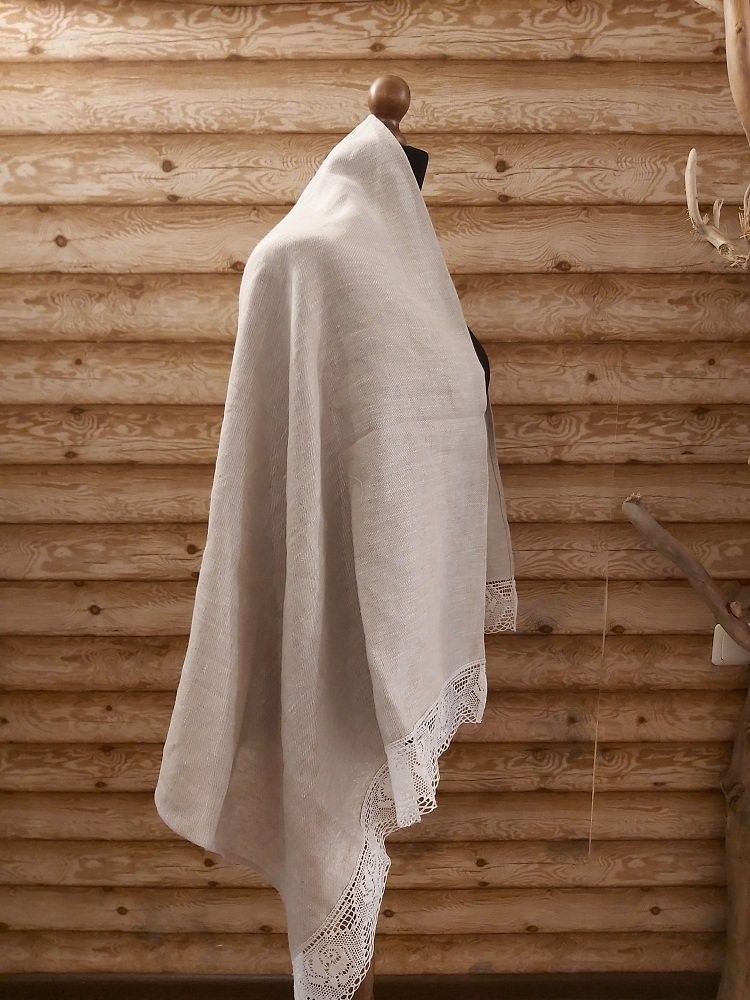 Dvielis Latvaslini, vannas, lins, bēšā, baltā krāsā — attēls 3