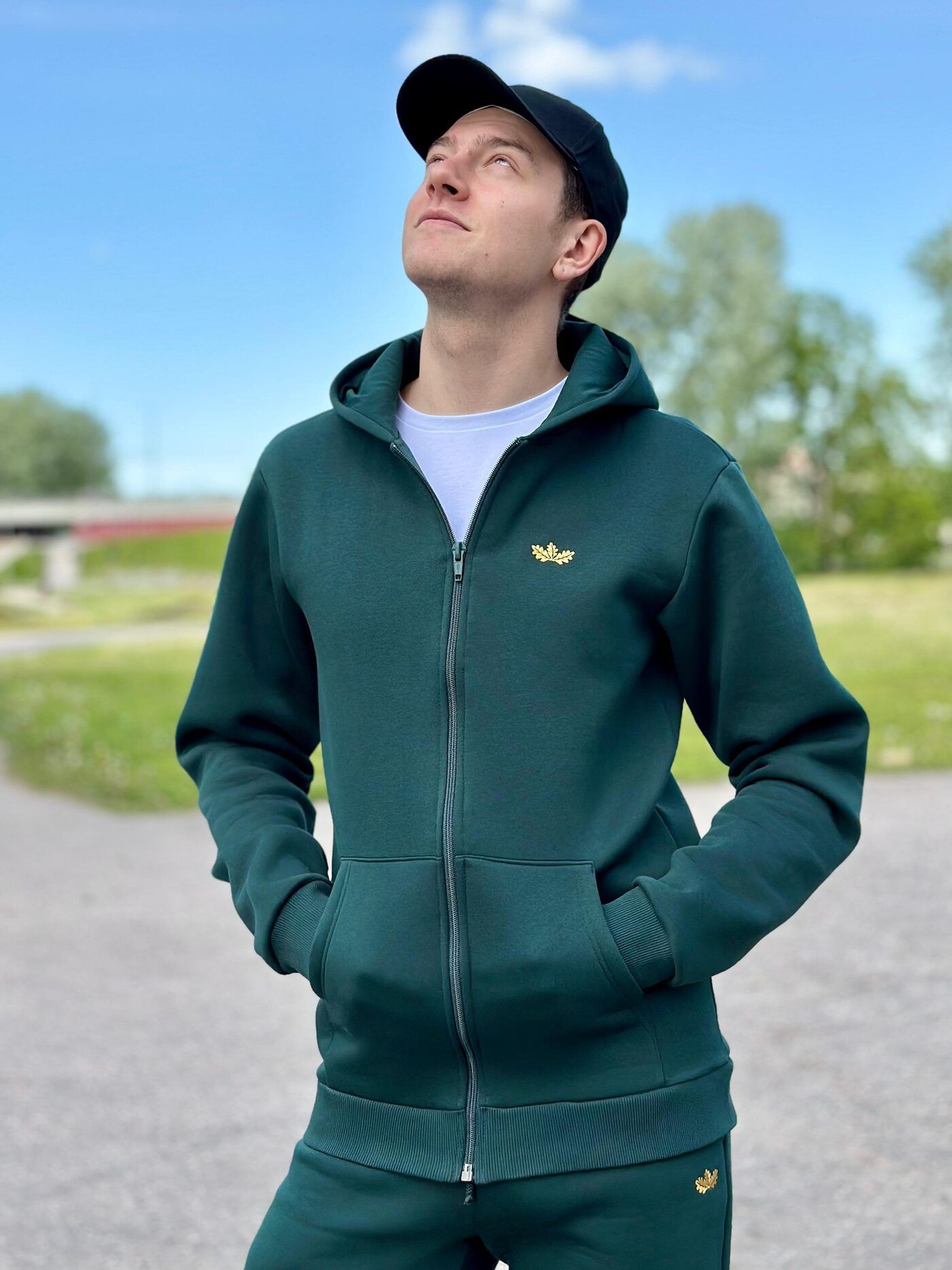 Vīriešu jaka Ozolvīle, XS, M, L, kokvilna, zaļā krāsā — attēls 2