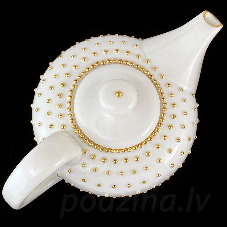 Servēšanas trauki Podziņas porcelāns, baltā, zelta krāsā — attēls 2