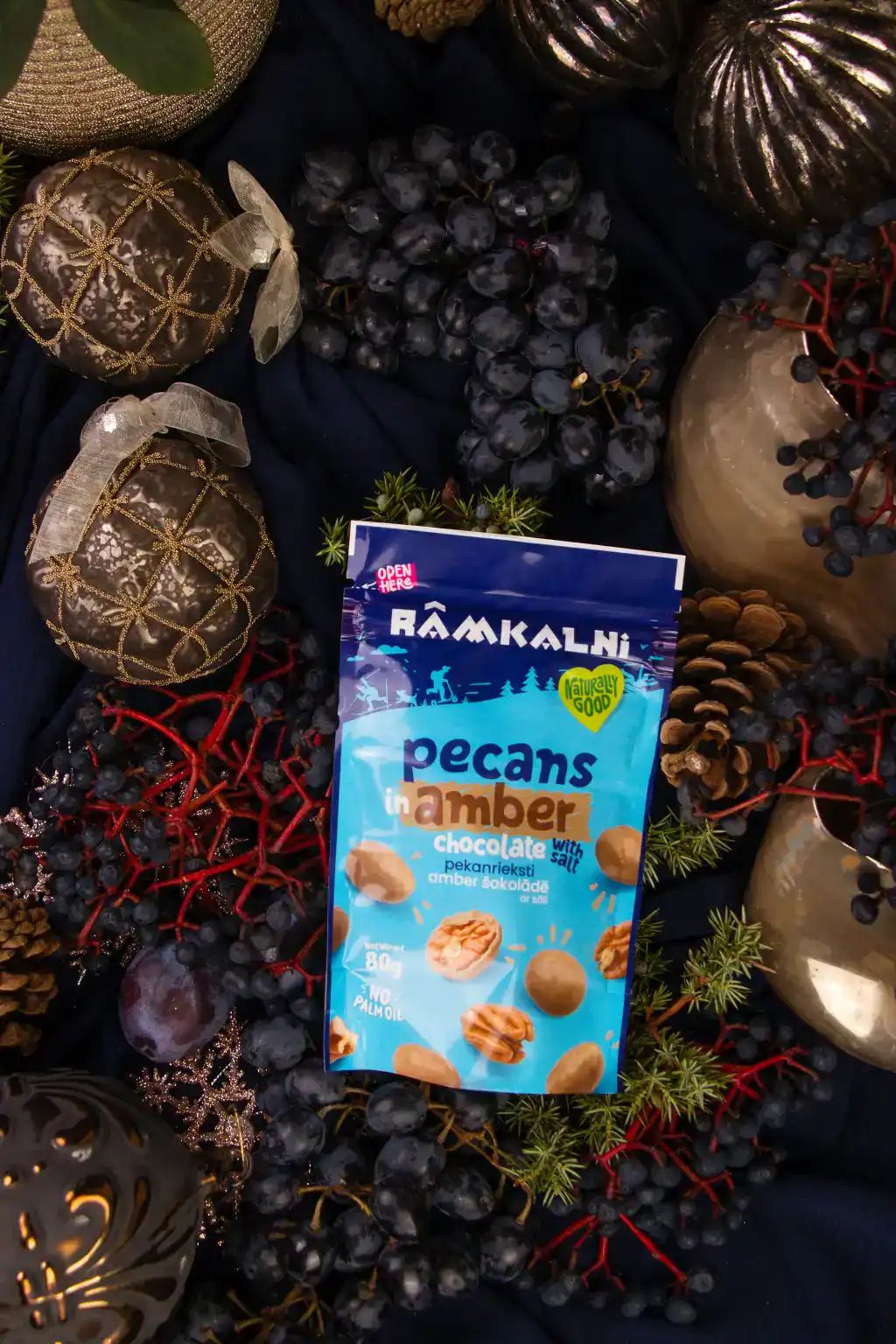 Pekanrieksti AMBER šokolādē ar sāli, 80 g — attēls 2