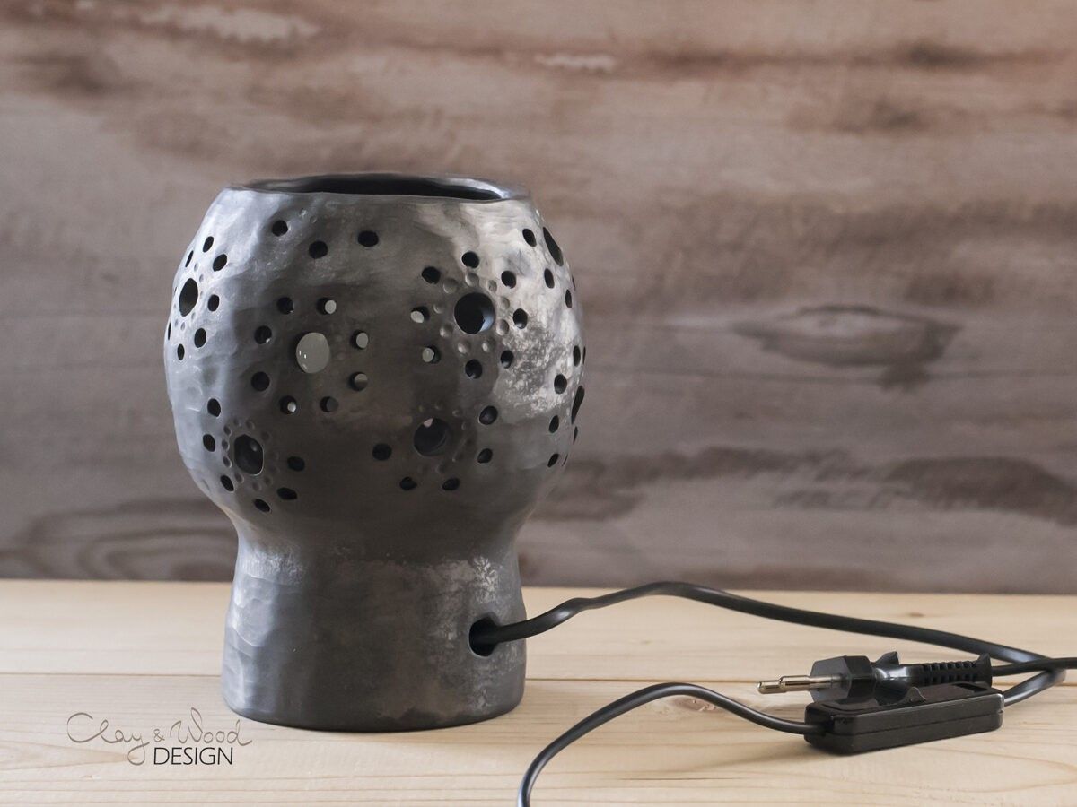 Galda lampa Clay & Wood Design, E14, melnā krāsā — attēls 4