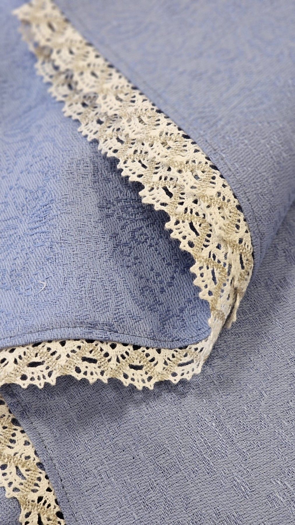 Galdauts MiPe Design, garums 120 cm, lins, gaiši zilā krāsā — attēls 3