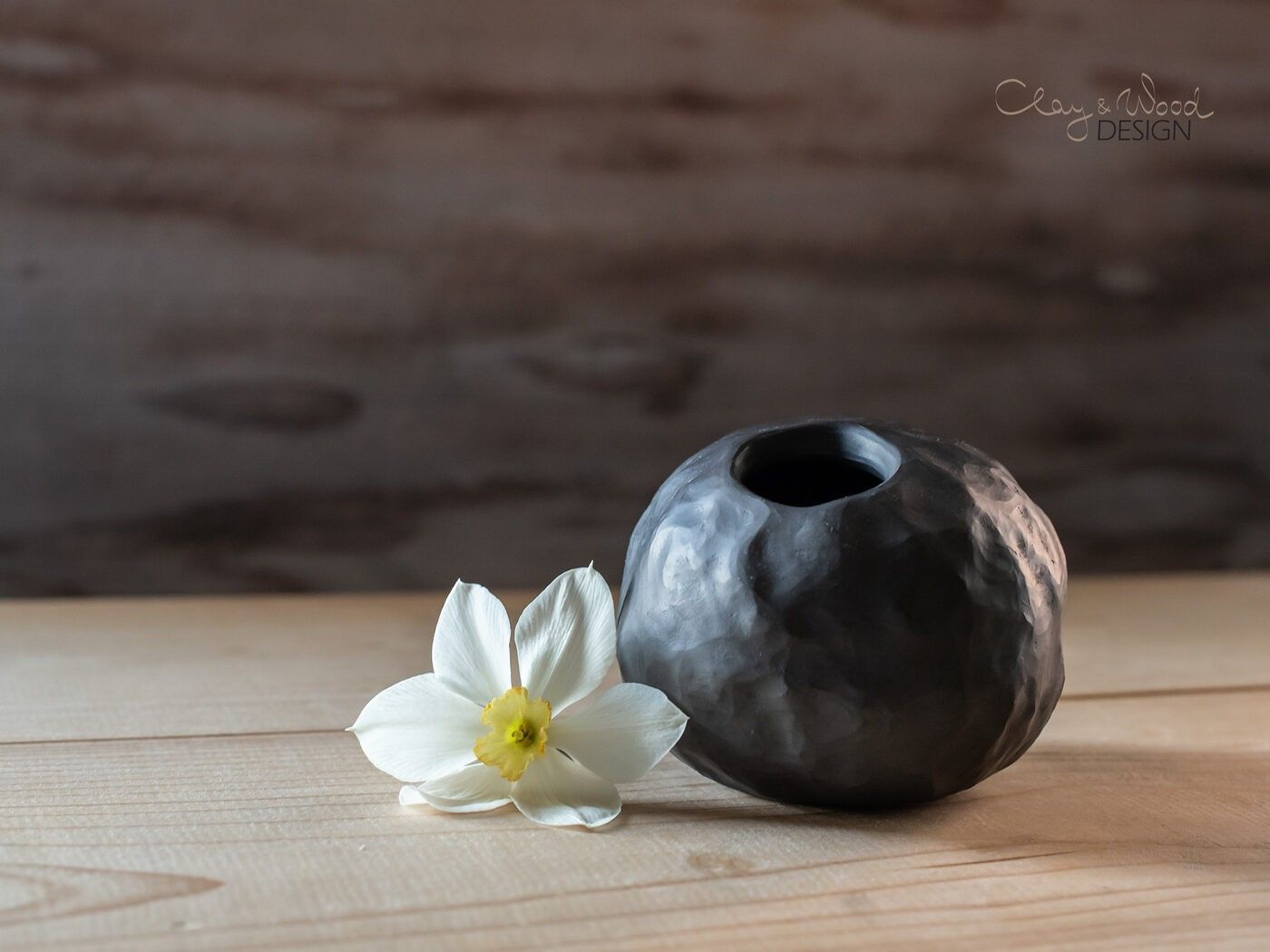 Vāze Clay & Wood Design, augstums 9 cm, keramika