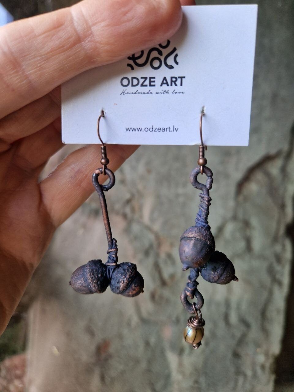 Auskari Odze Art, pelēkā, violetā krāsā — attēls 2