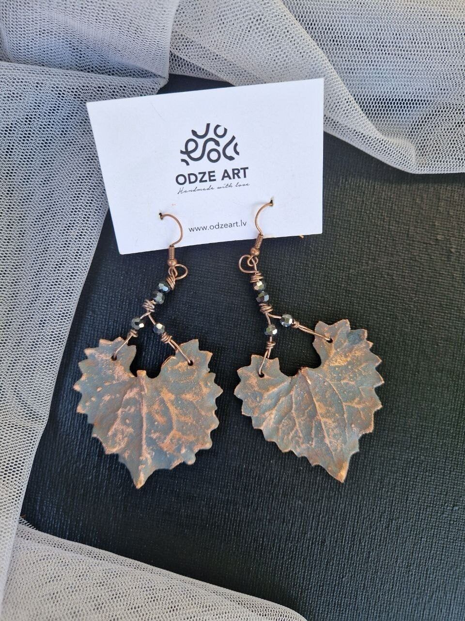 Auskari Odze Art, brūnā, pelēkā krāsā — attēls 2