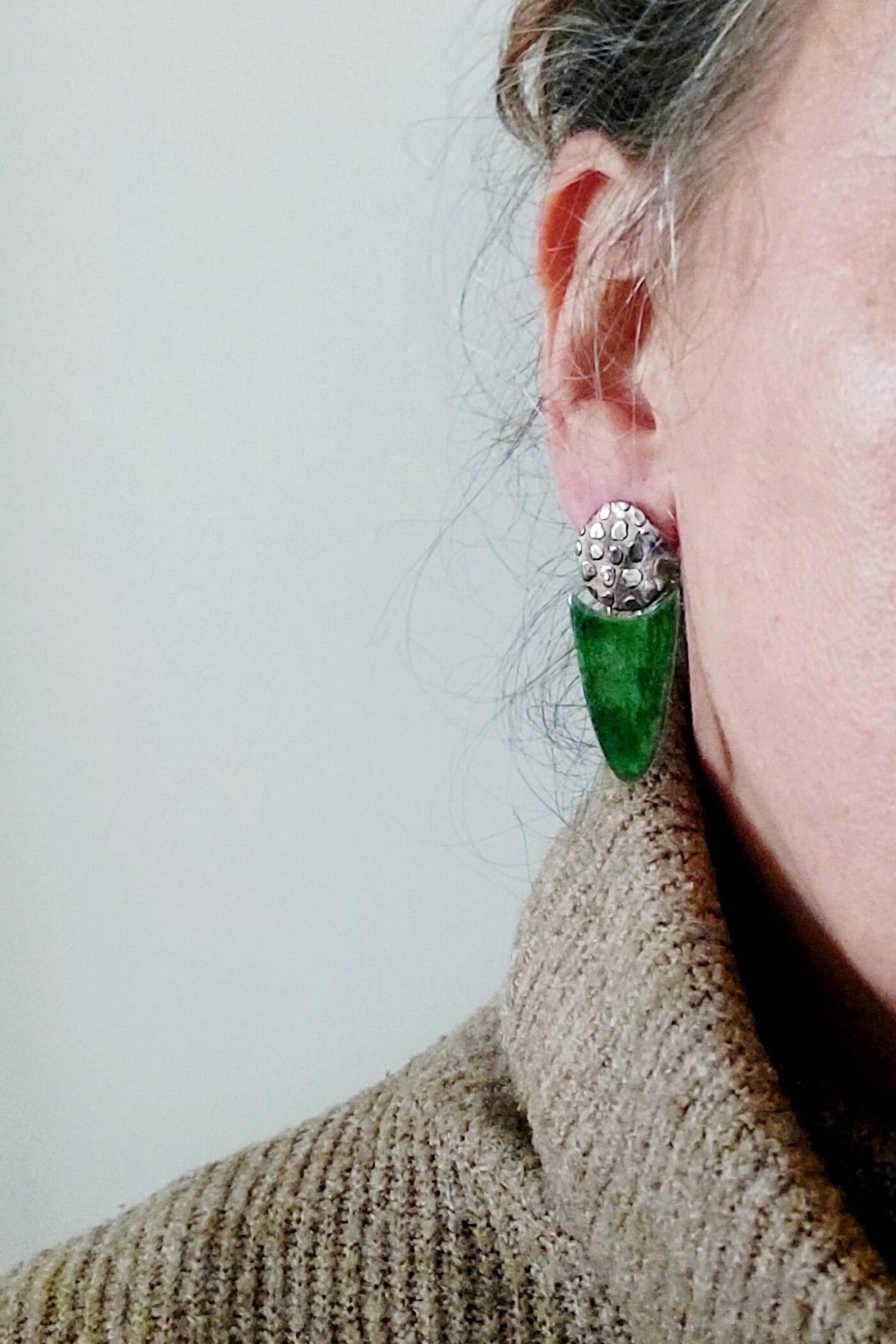 Auskari Asmane Jewellery, sudrabs 925, zaļā, zelta krāsā — attēls 2