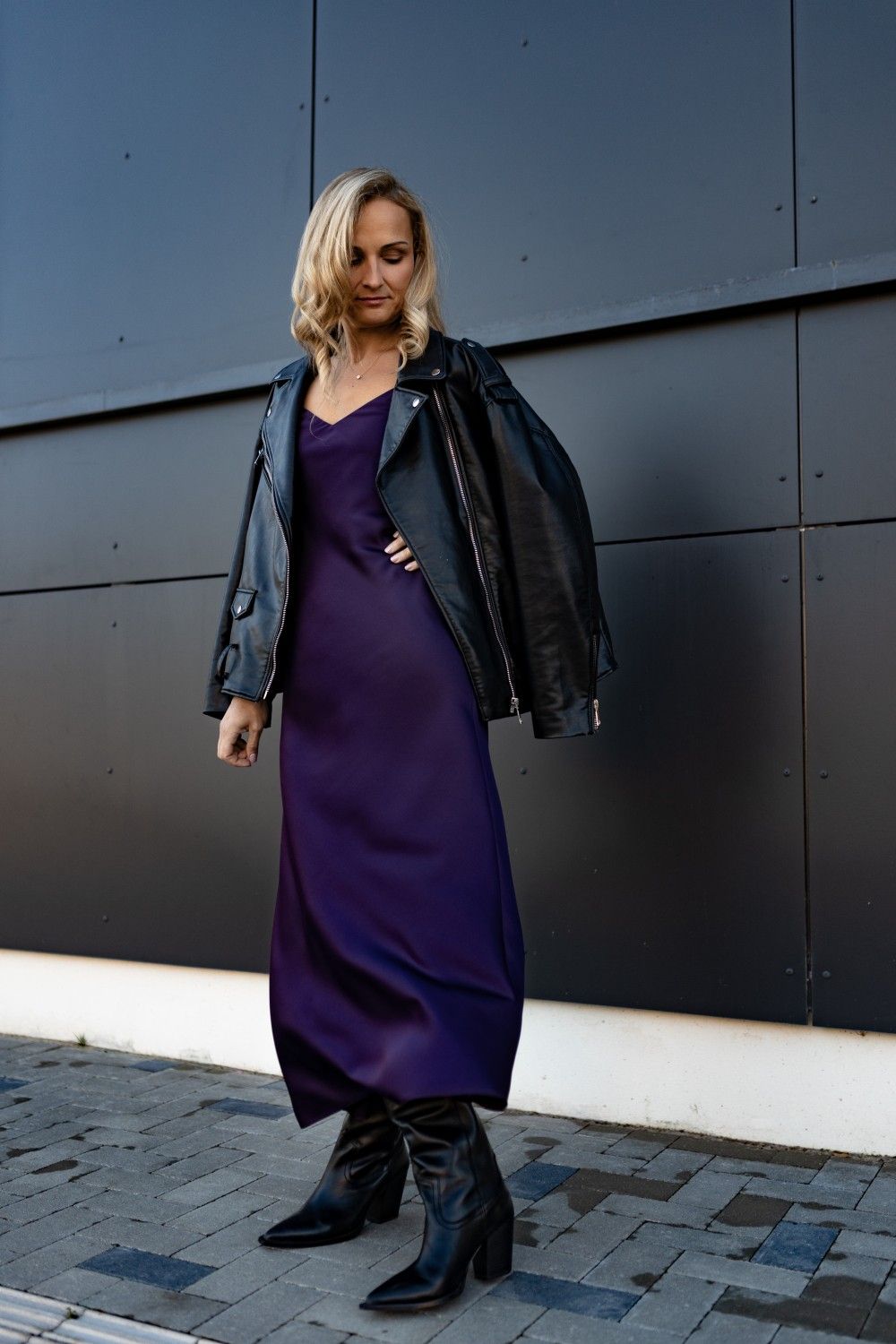 Kleita DEJAMOON, M, L, XL, maksi, satīns, violetā krāsā — attēls 3
