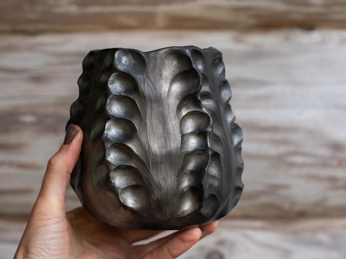 Vāze Clay & Wood Design, augstums 12 cm, keramika — attēls 4