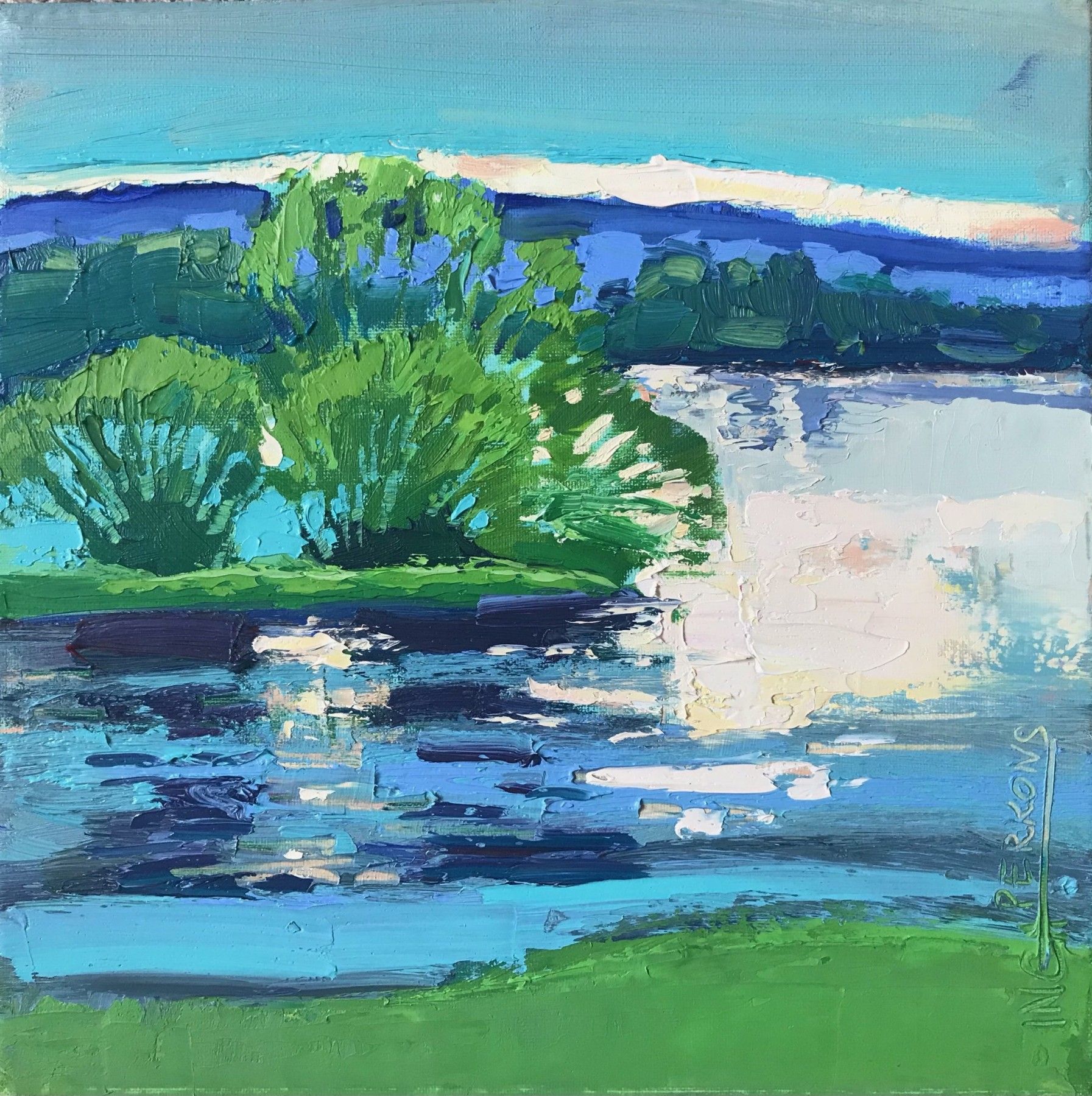 Glezna Inga Pērkons, zilā, zaļā krāsā