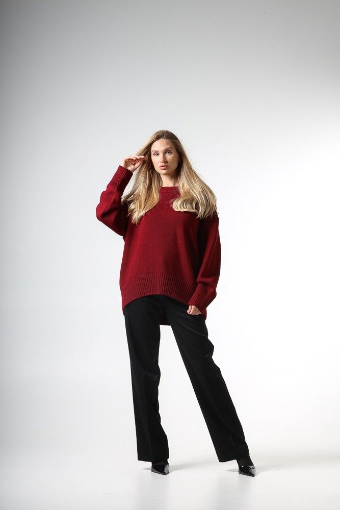 Sieviešu džemperis Nair, one size, merino vilna, bordo krāsā