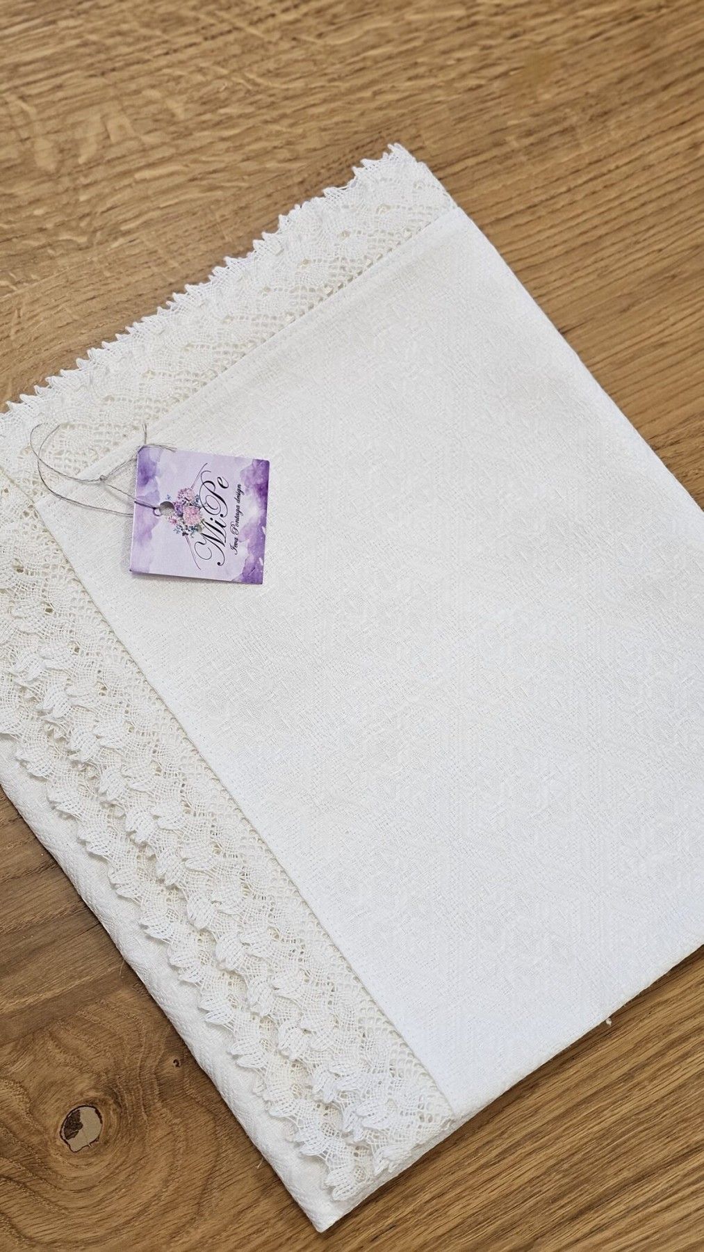 Galdauts MiPe Design, garums 120 cm, lins, baltā krāsā — attēls 4