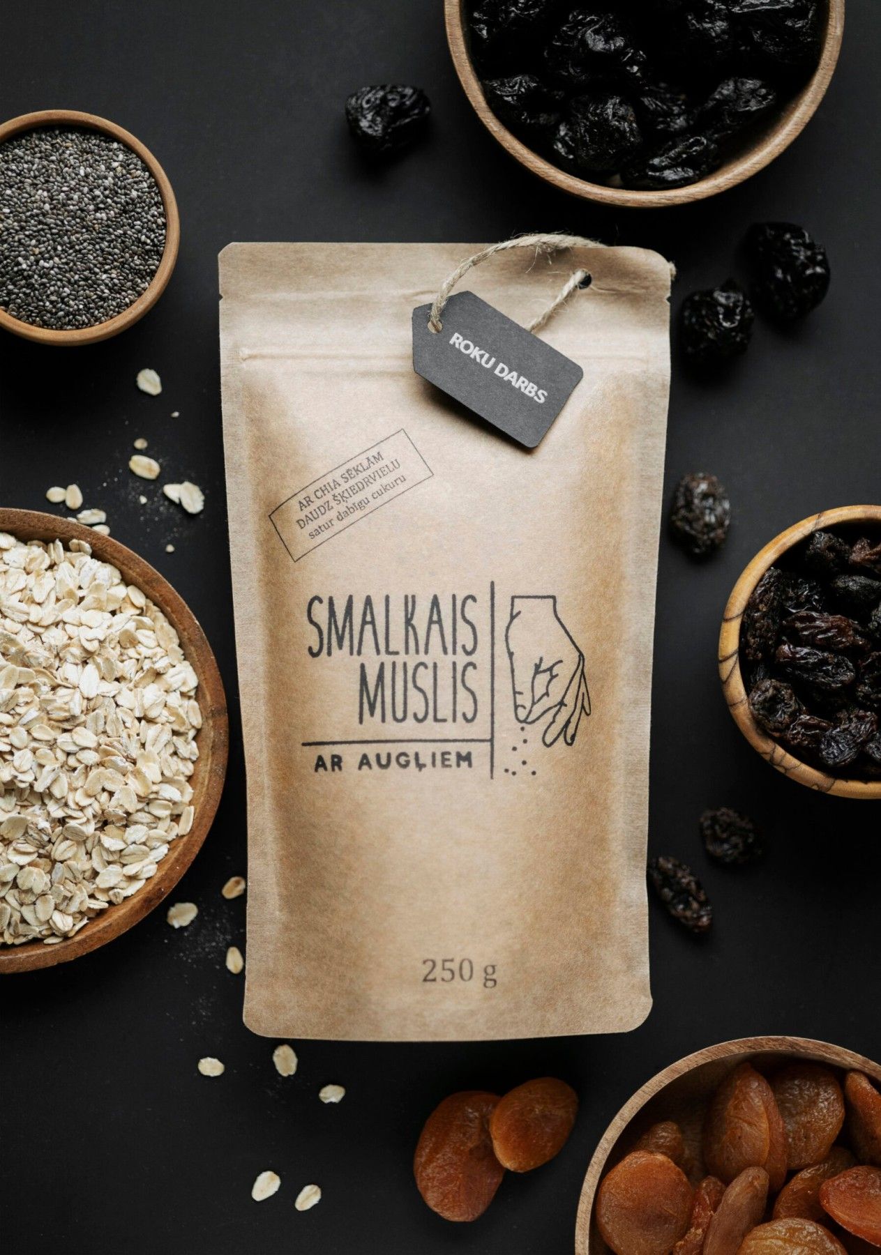 Brokastu pārslas Smalkais Muslis, augļu, musli, 250 g