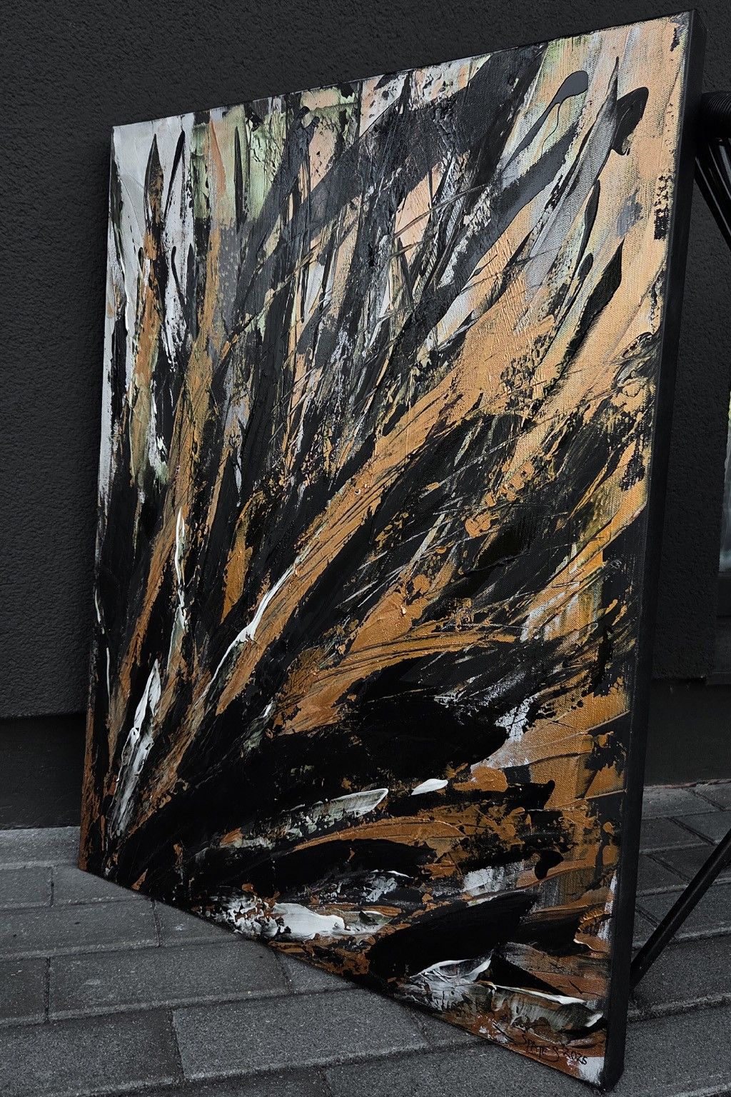 Glezna Artterrace, brūnā, melnā, zaļā krāsā — attēls 2