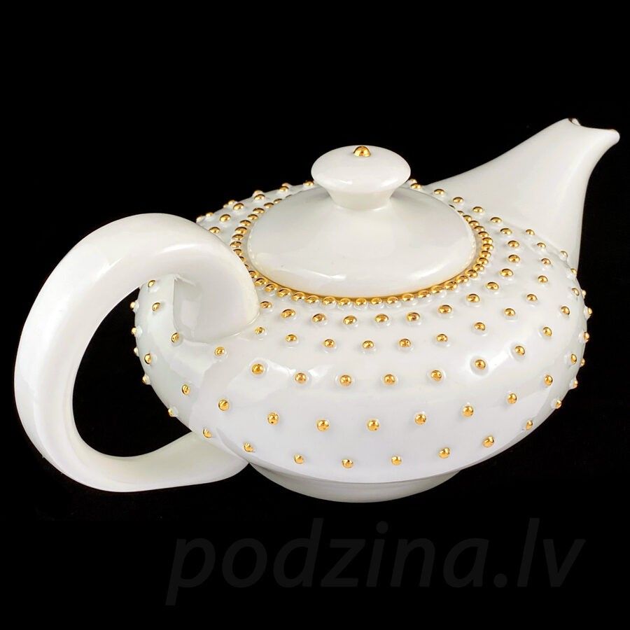 Servēšanas trauki Podziņas porcelāns, baltā, zelta krāsā — attēls 4