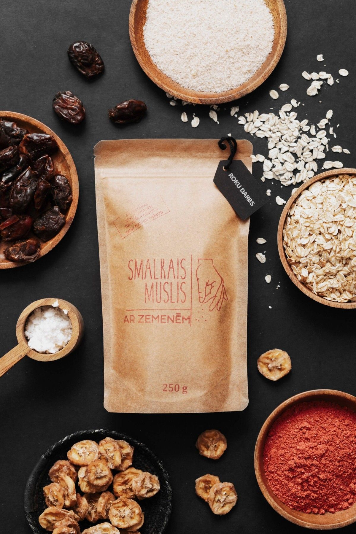 Brokastu pārslas Smalkais Muslis, zemeņu, musli, 250 g