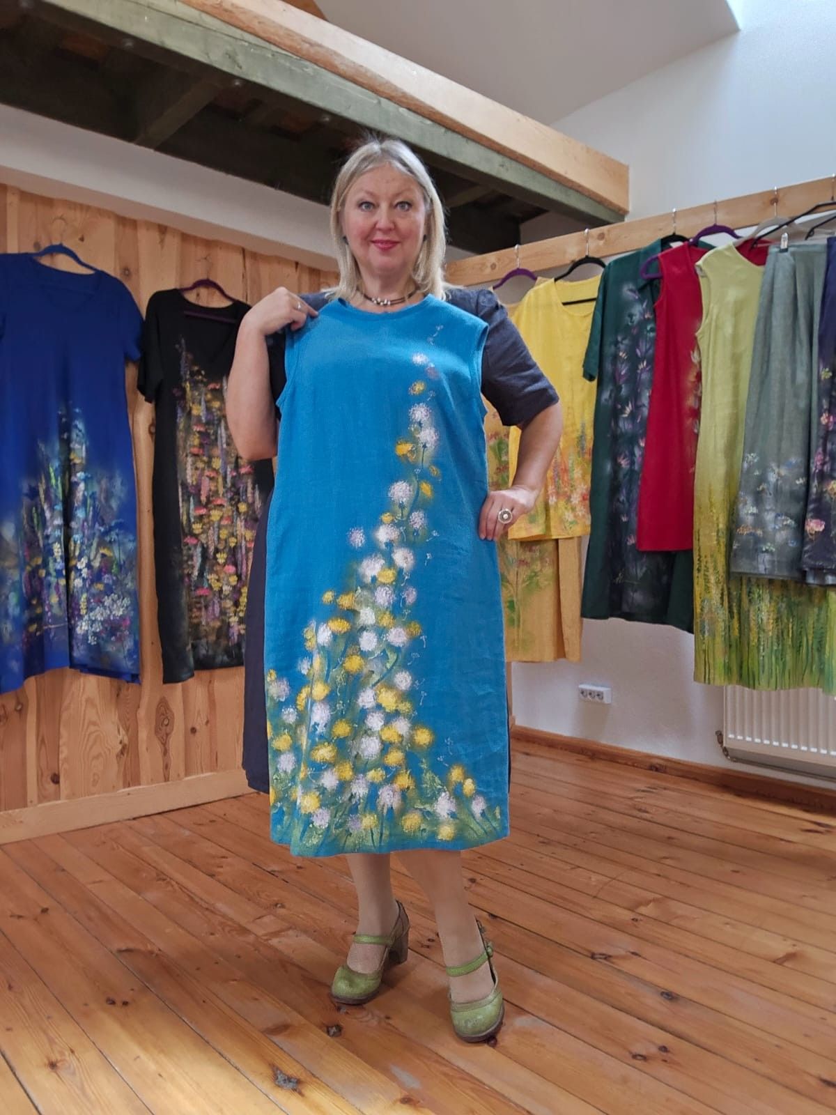 Kleita Agnese Vaļiniece, L, XL, midi, lins