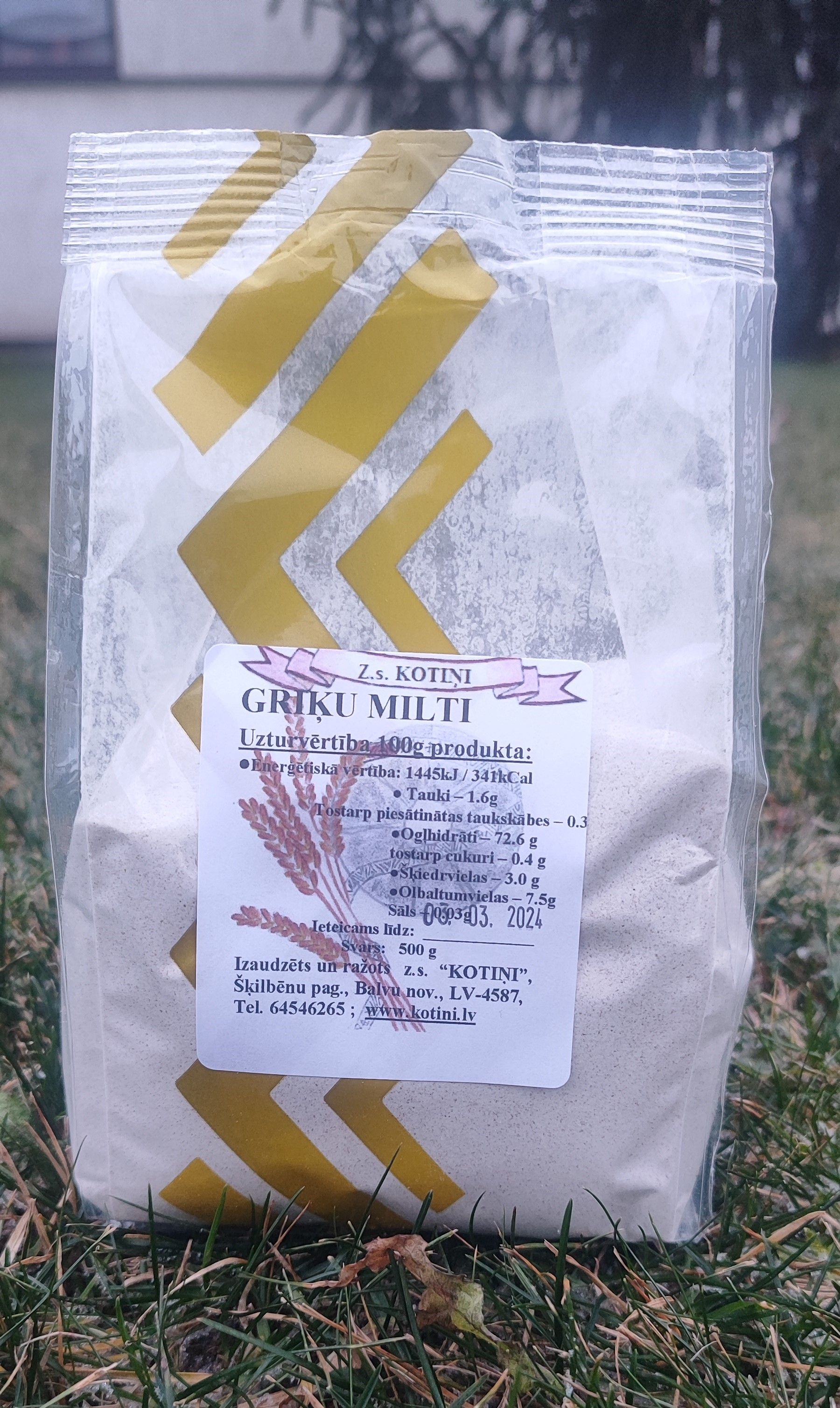 Zaļo griķu milti, rupja maluma, 0,5 kg