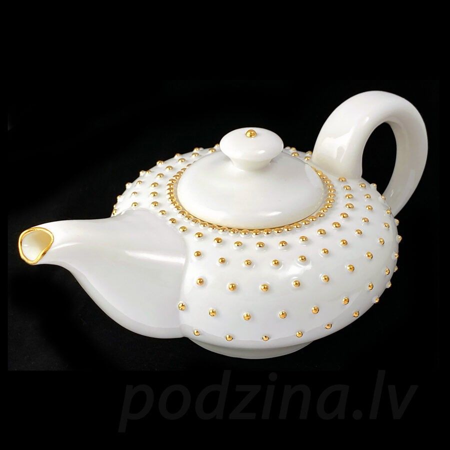 Servēšanas trauki Podziņas porcelāns, baltā, zelta krāsā — attēls 3