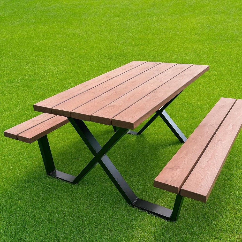 Dārza mēbeļu komplekts DM GRILL Piknika galds X, 80 kg, koks — attēls 2