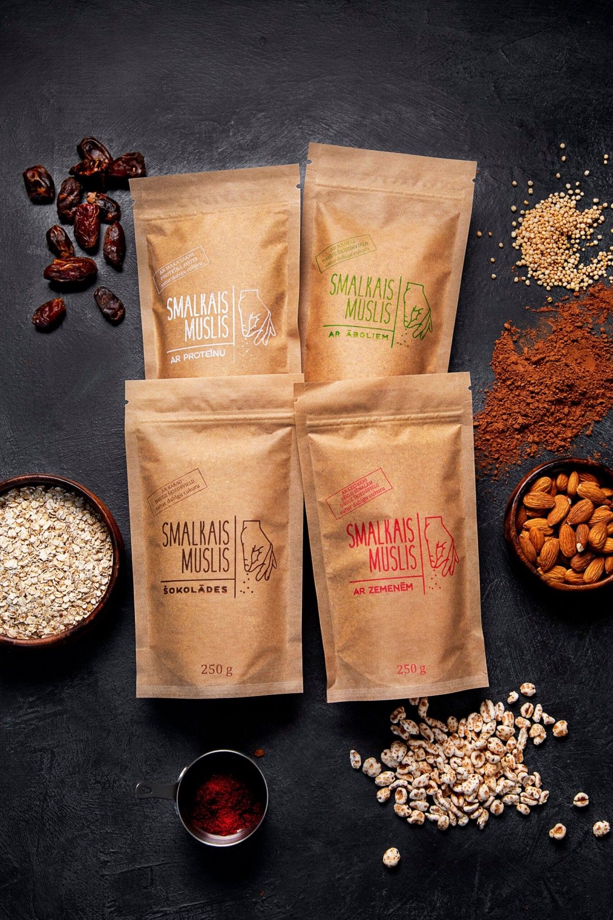 Brokastu pārslas Smalkais Muslis, komplekts 4 × 250 g, musli