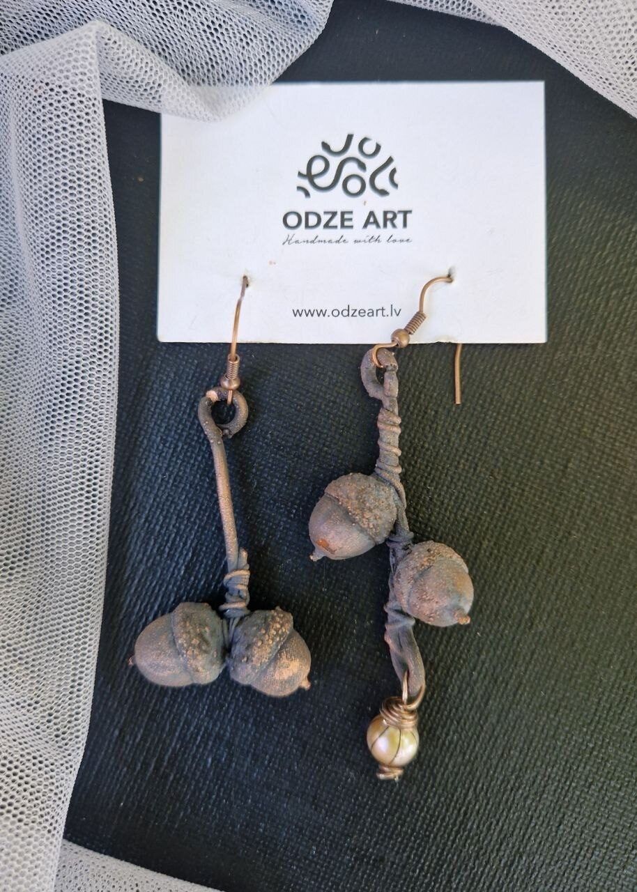 Auskari Odze Art, pelēkā, violetā krāsā